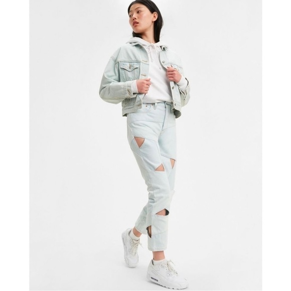 Levi's 501 Original Piece Denim Cropped Jeans Light Wash W27 L26 - Picture 3 of 11